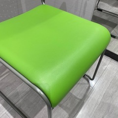 引き取り限定！日本製、中古美品パイプ椅子グリーン5脚の画像