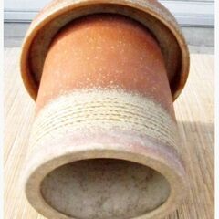 陶器製　ガーデンファニチャー　縄文テーブル1台　チェア2脚　セット　スツール　腰掛　フラワースタンド　花台　庭　造園　318ZSの画像