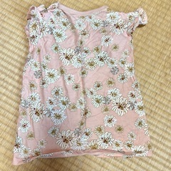 ユニクロ ポール&ジョー ベビー Tシャツ 花柄 フリル袖 100cm ピンクの画像