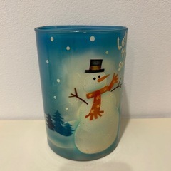スノーマン クリスマスキャンドル ガラス製 未使用 Let it Snowの画像