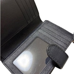 COACH コーチ 二つ折り財布 ネイビー レザー コンパクトウォレットの画像