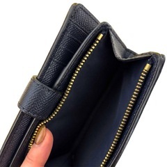 COACH コーチ 二つ折り財布 ネイビー レザー コンパクトウォレットの画像