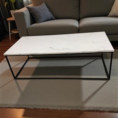 アルハム Alham センターテーブル ホワイト大理石マーブル 幅1100×奥行500×高さ350 中古品販売 11Aの画像