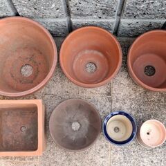 使用済み素焼き植木鉢7個の画像