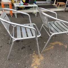 アルミ　ガーデンチェア2脚　　リサイクルショップ宮崎屋　佐土原店　25.11.4の画像
