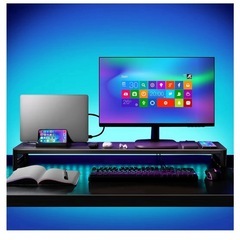 VAYDEER デュアル モニター台 机上台 ディスプレイ台 2画面スタンド パソコン PC キーボード 収納 幅100cm（金属製）の画像