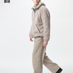 UNIQLO NEEDLES フリースオーバーサイズカーディガンベージュの画像