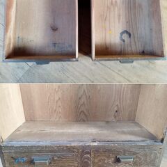 古い木製棚 引き出し付き 飾り棚 レトロ　/TJ-2647 2Fの画像