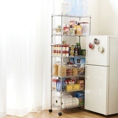 キャスター付き　Luminous Black スチールラック　メタルラック　5段の画像