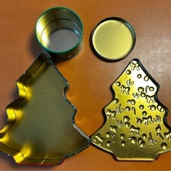 Walkers クリスマスツリー型缶 風月堂 丸缶の画像