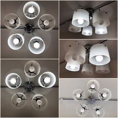 5灯式シーリングライトC-080P-5 シェード角度調節可能 LED電球 パナソニック LDA7D-G 5灯付き NITORI照明器具 清掃/点灯確認済みの画像