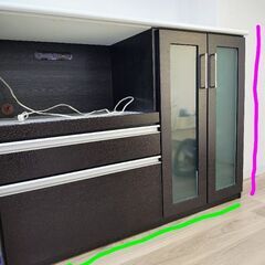 【購入者決定済み】引取り希望　キッチンボード　レンジ台　レンジボード　食器棚　中村家具製作所の画像