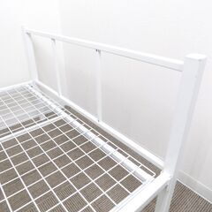 新札幌◆NITORI/ニトリ シングルパイプベッド(バジーナ) ホワイト系◆幅980mm×奥行2020mm×高さ605mm No.3693の画像