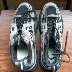 新品 25.5cm メンズ スニーカー ブラック グレー 厚底 シューズ 識別番号:【N491-S】の画像