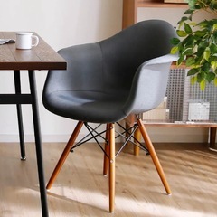 【LOWYA】[2脚]
 アームシェルチェア ウッド脚ファブリック張地 の画像