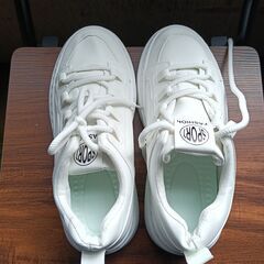 新品 25.5cm メンズ スニーカー ホワイト 厚底 シューズ 普段着 識別番号:【N496-S】の画像