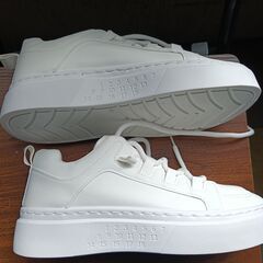 新品 25.5cm メンズ スニーカー ホワイト 厚底 シューズ 普段着 識別番号:【N496-S】の画像