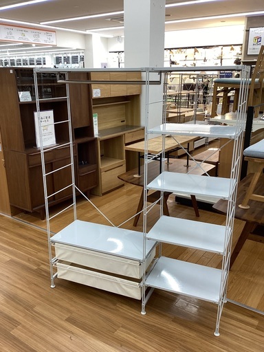 【トレファクマーケット久喜店】無印良品　ユニットシェルフ(帆布バスケット付)