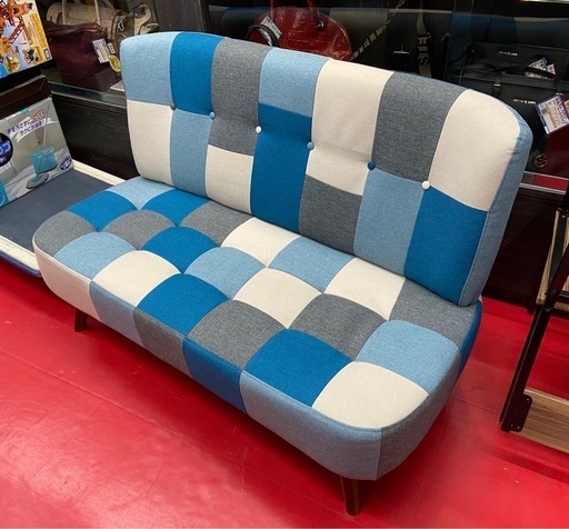 2Pソファ カラフル 高さ低め 中古