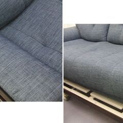 3人掛けソファ 幅180cm ハイバック 背もたれ取り外し ネイビー系 紺 ファブリック スイートデコレーション 札幌 手稲の画像