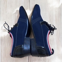 ネイビー レースアップ シューズ 27.5cm 紳士 革靴風の画像
