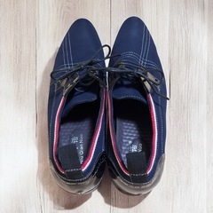 ネイビー レースアップ シューズ 27.5cm 紳士 革靴風の画像