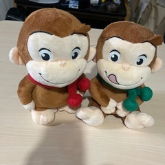 おさるのジョージ　ぽってりMぬいぐるみ　ぬくぬくスタイル　2個セットの画像