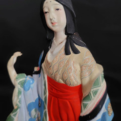 ヴィンテージ　博多人形『引眉の美女』木箱付き　高さ約25.5cmの画像