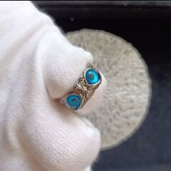 フクロウ ブルーアイズリング 指輪の画像