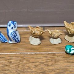 ネコ フクロウ 陶器 オブジェ 天然石 牛 カエル 鳥 ミニチュア 置物 動物の画像