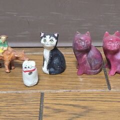 ネコ フクロウ 陶器 オブジェ 天然石 牛 カエル 鳥 ミニチュア 置物 動物の画像