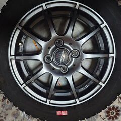 軽用　ワゴンR等に　トーヨー製スタッドレスタイヤ　155/65/R14 ホイール付き　溝あり　4本セットの画像