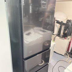 北九州市内配送無料　保証付き 2020年製冷蔵庫 Vタイプ ブリリアントブラック R-V38NV-K [375L /3ドア /右開きタイプ] の画像