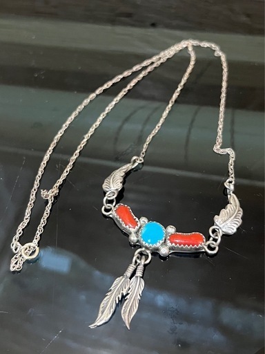 インディアンジュエリー　R Begay ターコイズ　珊瑚　ナバホ シルバー925