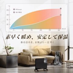 【新品未使用‼️】オイルレスヒーター コンベクターヒーター パネルヒーター 暖房器具 電気暖房 対流式 光無し 音無し 高速発熱 温度調節機能付き タイマー機能 リモコン付き LEDディスプレイ タッチ操作 壁掛け 3-8畳の画像