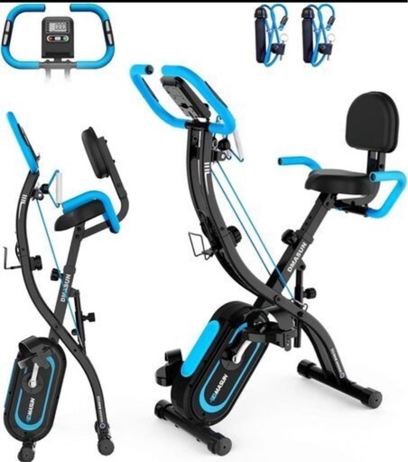 新品未使用‼️【静音＆折りたたみ式】 DMASUNエアロバイク フィットネスバイク トレーニングバイク【3-in-1アプリ連動/心拍数計測/エクササイズバンド付き】16段階負荷 7段階サドル高さ調整 有酸素運動 組立簡単