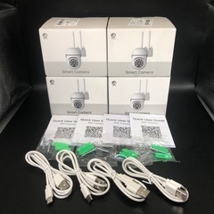 【158】新品4台 1080P 2.4G 昼夜フルカラー 双方向音声、モーション検知 追跡アラーム付き355度回転 WiFiセキュリティカメラの画像