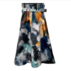 【大人気】ユナイテッドトウキョウ　ヴィーガンレザーフレアスカート ロングスカート UNITED マルチカラー 総柄　の画像