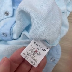 80ミキハウス　水色 クマ刺繍半袖ロンパース　の画像