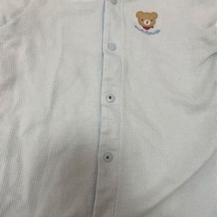 80ミキハウス　水色 クマ刺繍半袖ロンパース　の画像