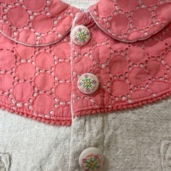 80 BRANSHES ベビーポンチョ ピンク/グレーの画像