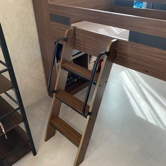 木製ロフトベッド＆学習机セット（アンバー）の画像