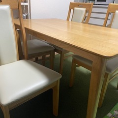 オーク材　ダイニングテーブルチェアセットの画像