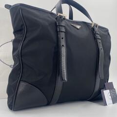 極美品 プラダ PRADA VA0663 テスートナイロン TESSUTO NYLON サフィアーノレザー Saffiano Leather トートバッグ ハンドバッグ ショルダー ワンショルダー 肩掛け 黒 ブラック NERO シルバー金具の画像