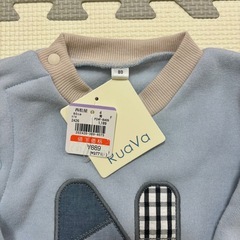 【タグ付新品】西松屋 ロンパース 80 男の子 秋冬 ブルー 青の画像