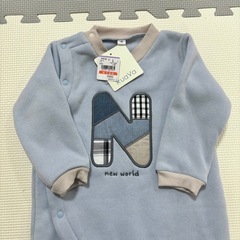 【タグ付新品】西松屋 ロンパース 80 男の子 秋冬 ブルー 青の画像