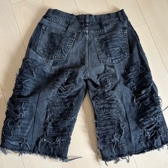 デニムリメイク　ショートパンツ　黒の画像