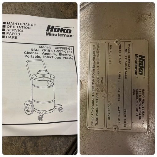 Hako Minuteman C83985-01 掃除機 バキュームクリーナー アメリカン