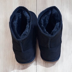 ふわふわ ショート ムートンブーツ ボア ブラックの画像