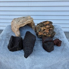 爬虫類などの飼育に止まり木と保温石などのセット除菌洗浄ずみ済みの画像